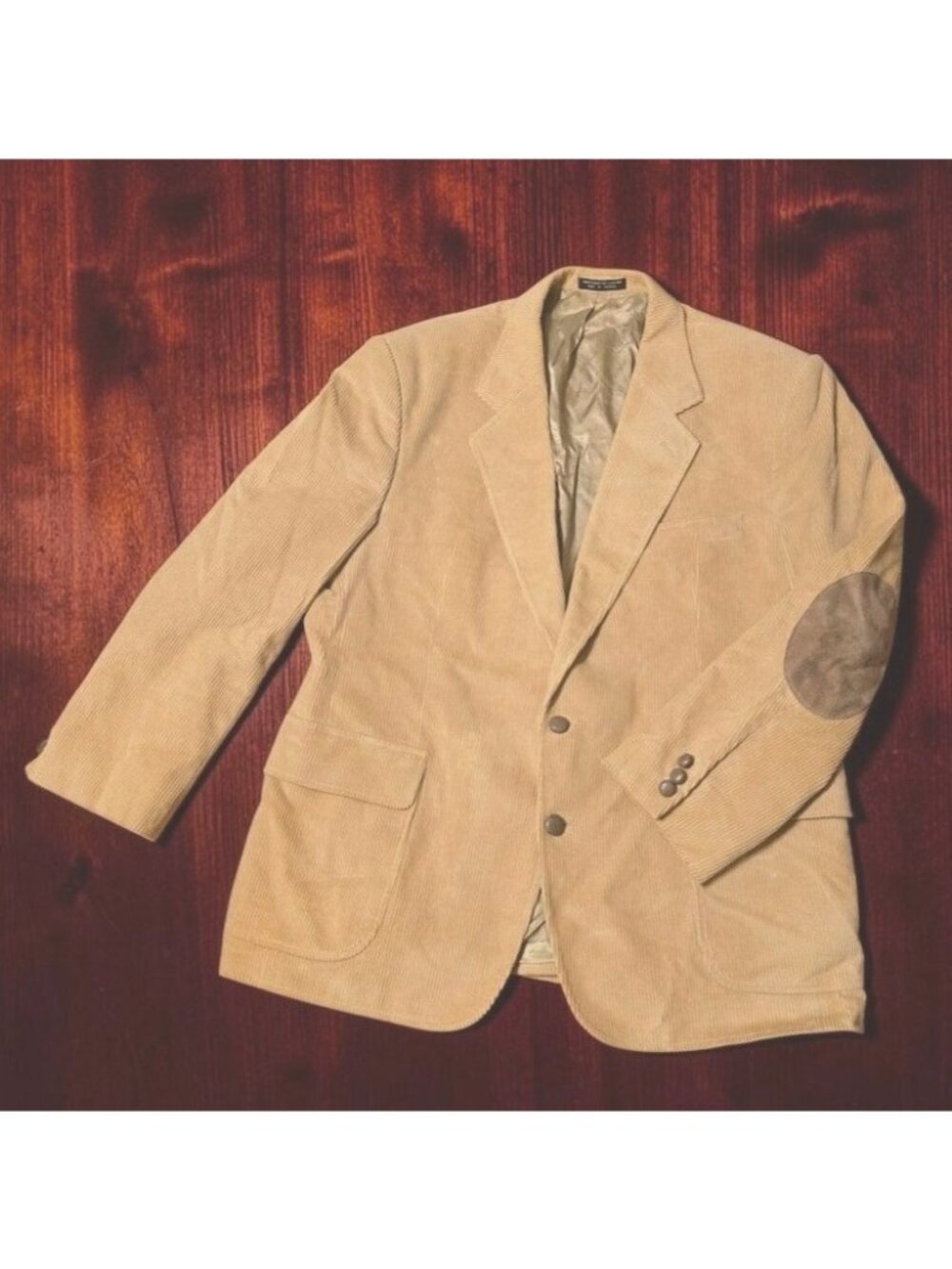 Vintage Garrison Park Tan Corduroy Blazer Jacket Mens 44L Elbow Patches